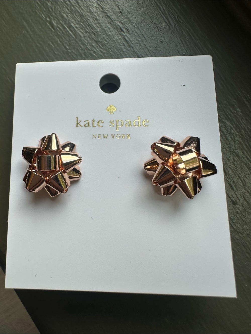 Kate Spade Bourgeois Bow Stud Earrings Rose Gold NWT OORU1676
